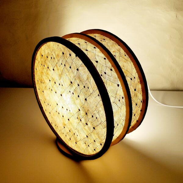 Lampe "Tambourin" en carton et papier Népalais Blanc Nœuds - 2025