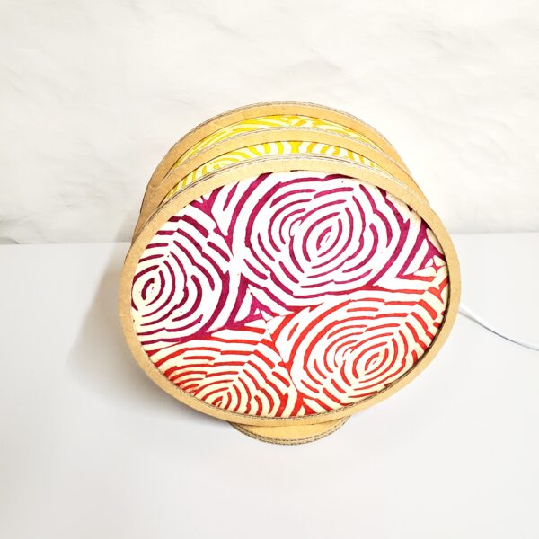 Lampe "Tambourin" en carton et papier Népalais Multicouleurs