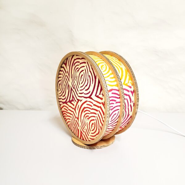 Lampe "Tambourin" en carton et papier Népalais Multicouleurs