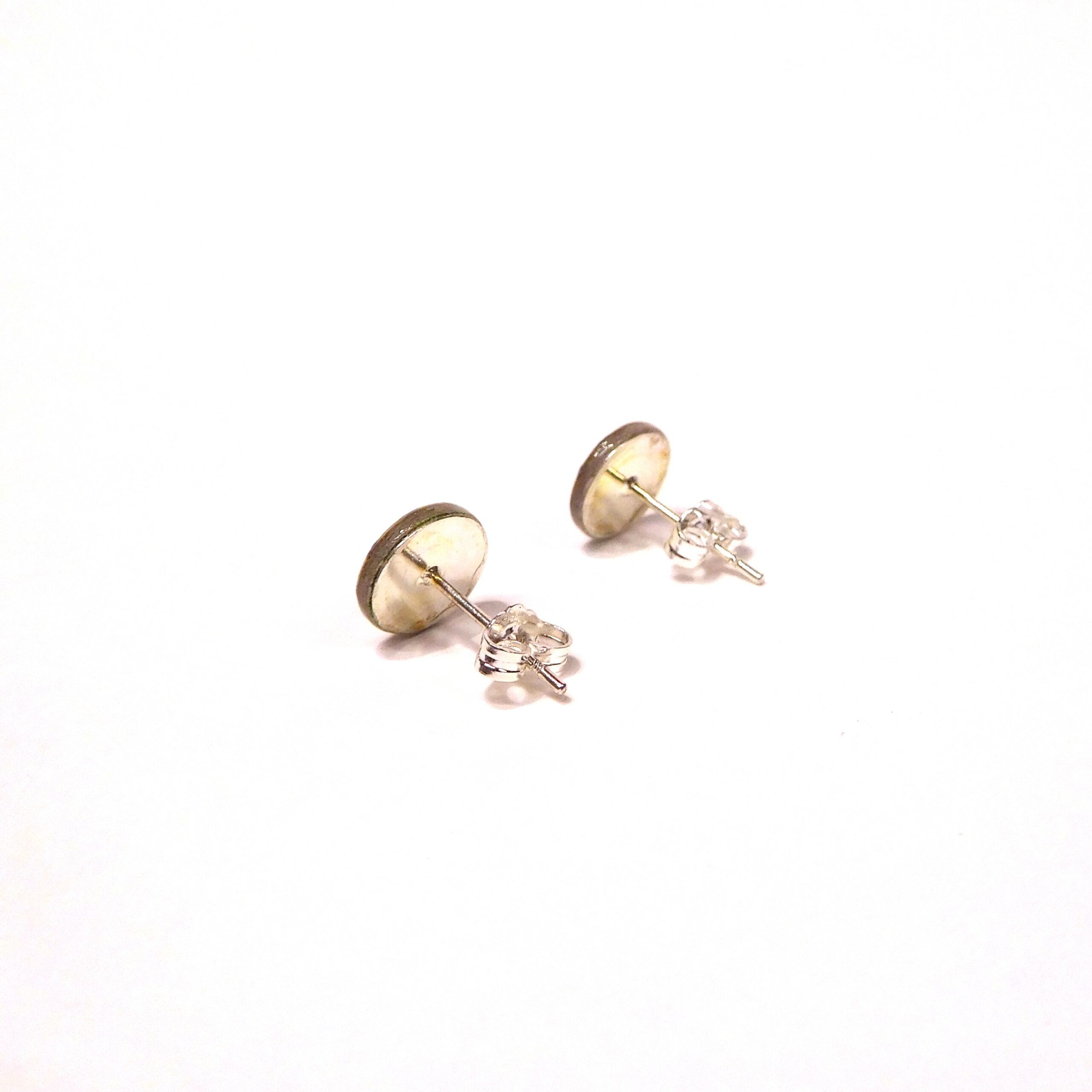 Boucles d'oreille en carton - Puces d'oreille - Fleurs Bleu-Porcelaine - Argent 925 – Image 3
