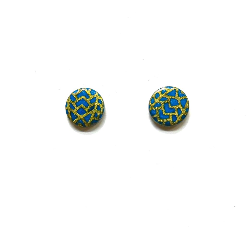 Boucles d'oreille en carton - Puces d'oreille - Bleu Turquoise Or Flêches - Argent 925