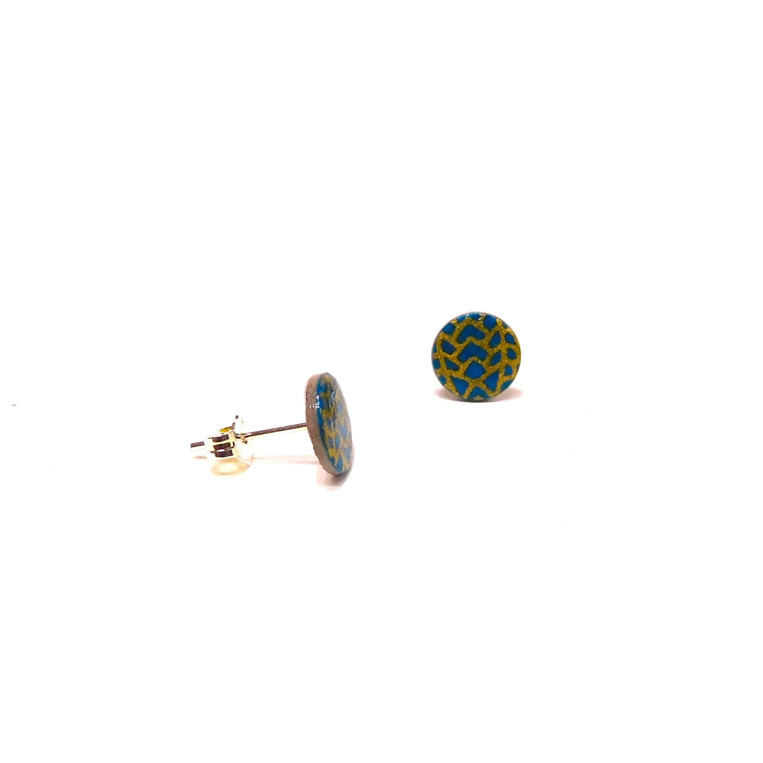 Boucles d'oreille en carton - Puces d'oreille - Bleu Turquoise Or Flêches - Argent 925 – Image 2