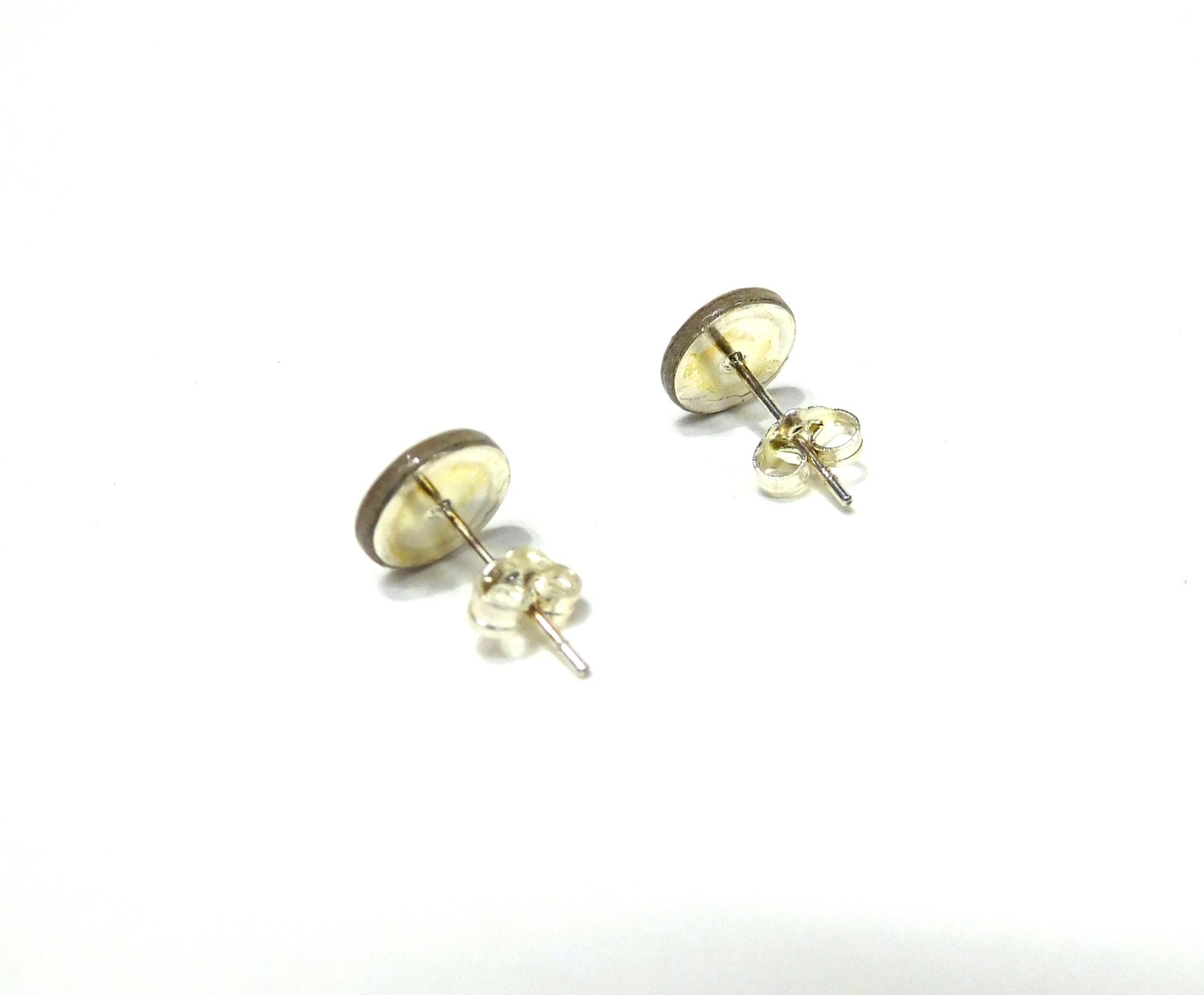 Boucles d'oreille en carton - Puces d'oreille - Fleurs Bordeaux - Argent 925 – Image 3