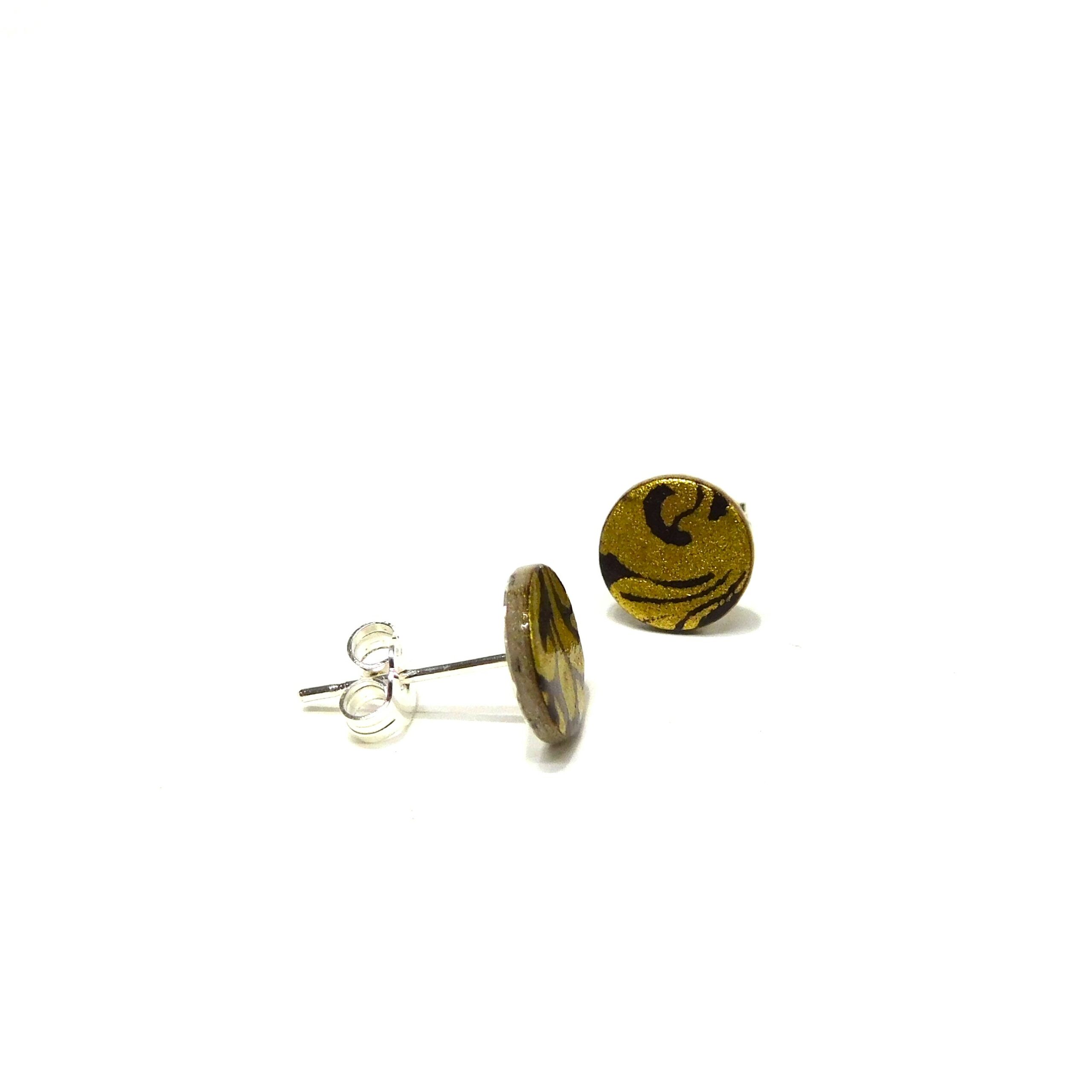 Boucles d'oreille en carton - Puces d'oreille - Bordeaux Or Baroque - Argent 925 – Image 2