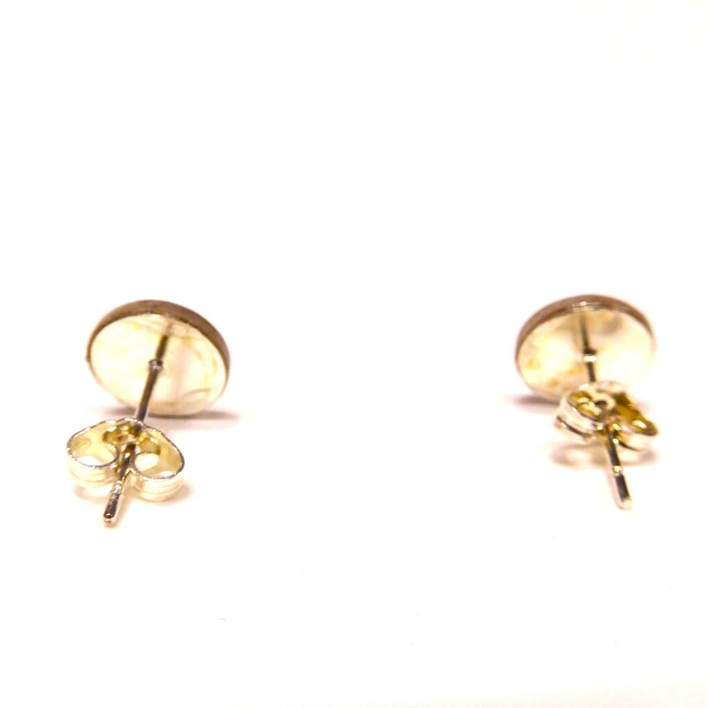 Boucles d'oreille en carton - Puces d'oreille - Bordeaux-Vert Feuilles - Argent 925