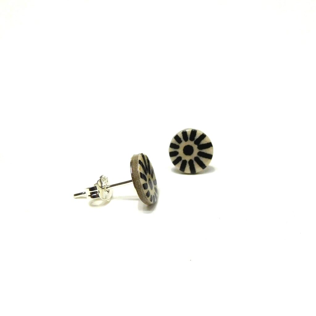 Boucles d'oreille en carton - Puces d'oreille - Blanc étoile - Argent 925