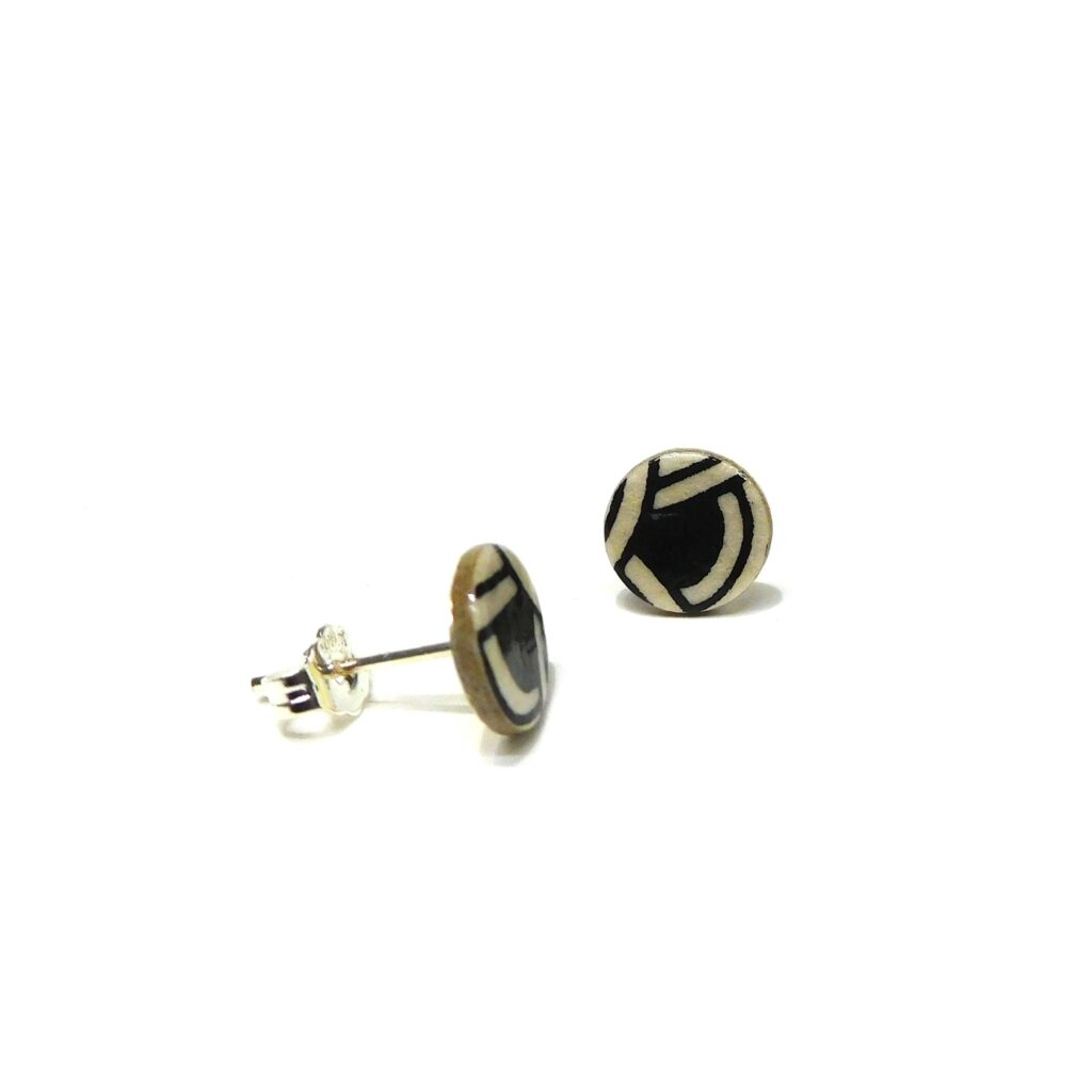Boucles d'oreille en carton - Puces d'oreille - Blanc Nœuds - Argent 925