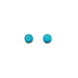 Boucles d'oreille en carton - Puces d'oreille - Fleurs Bleu Turquoise - Argent 925 – Image 1