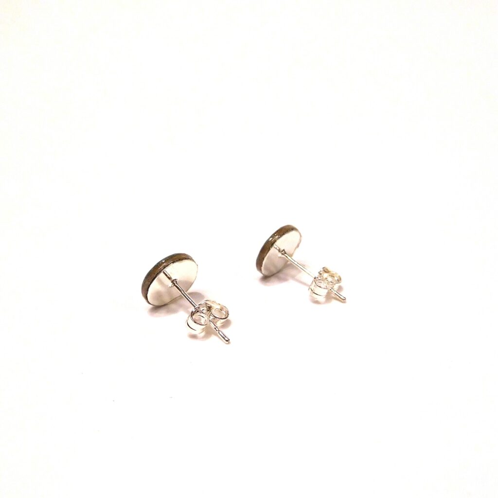 Boucles d'oreille en carton - Puces d'oreille - Fleurs Bleu Turquoise - Argent 925