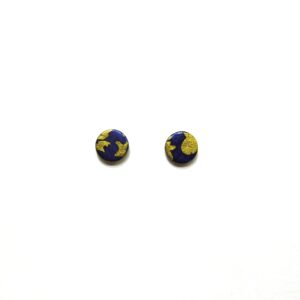 Boucles d'oreille en carton - Puces d'oreille - Bleu Or Baroque - Argent 925 – Image 1