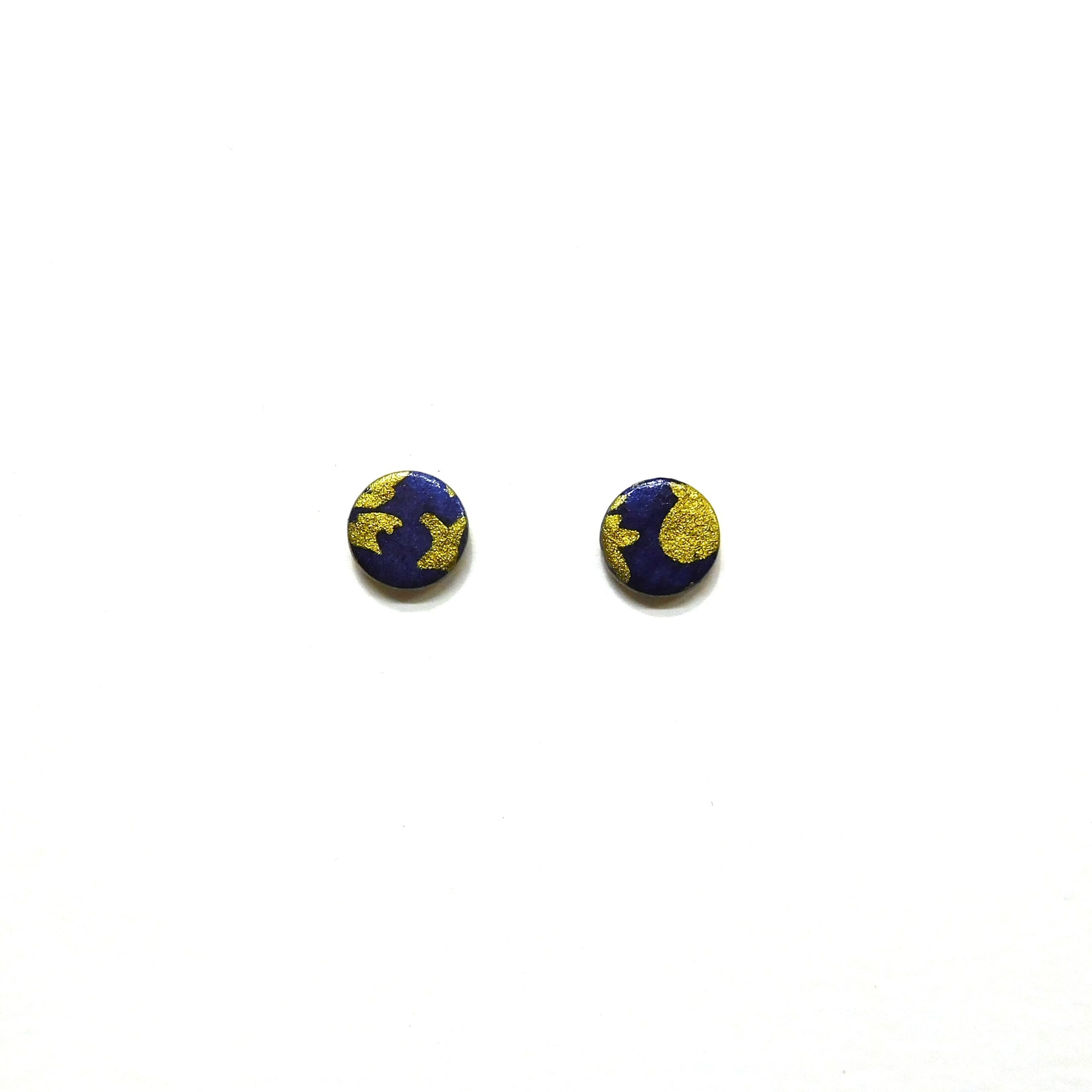 Boucles d'oreille en carton - Puces d'oreille - Bleu Or Baroque - Argent 925 – Image 1