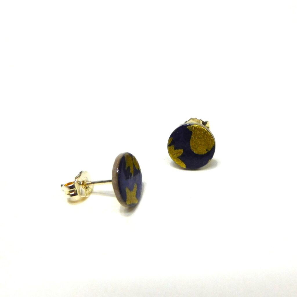 Boucles d'oreille en carton - Puces d'oreille - Bleu Or Baroque - Argent 925