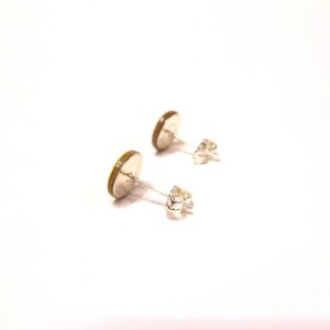 Boucles d'oreille en carton - Puces d'oreille - Jaune et Fleurs Orange - Argent 925 – Image 2