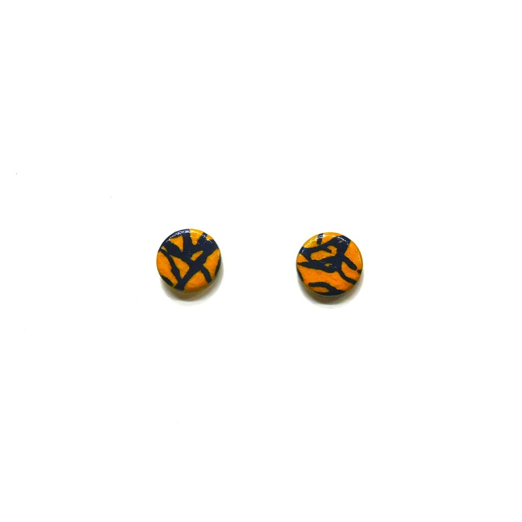 Boucles d'oreille en carton - Puces d'oreille - Jaune et Bleu Feuille - Argent 925