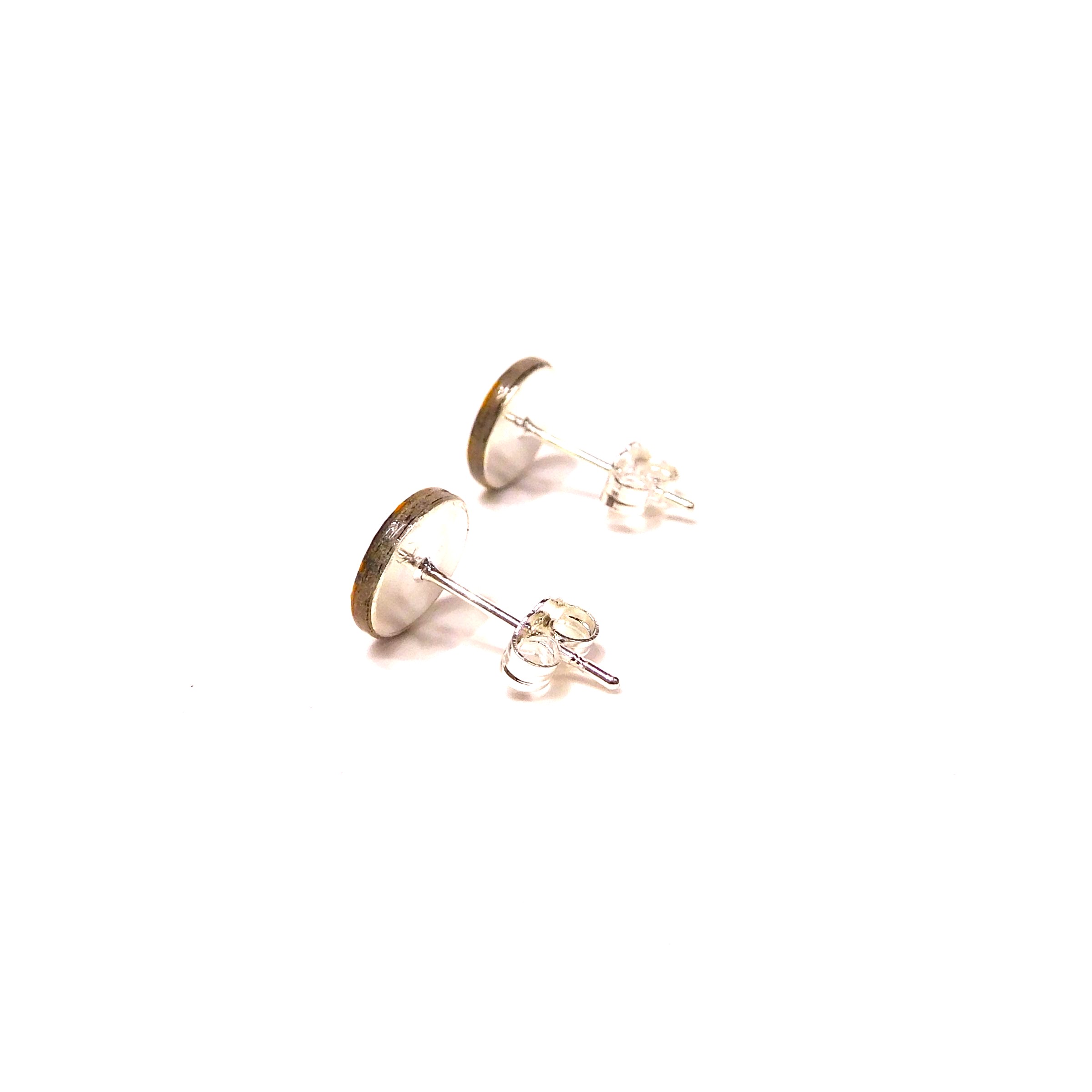 Boucles d'oreille en carton - Puces d'oreille - Jaune et Bleu Feuille - Argent 925 – Image 3