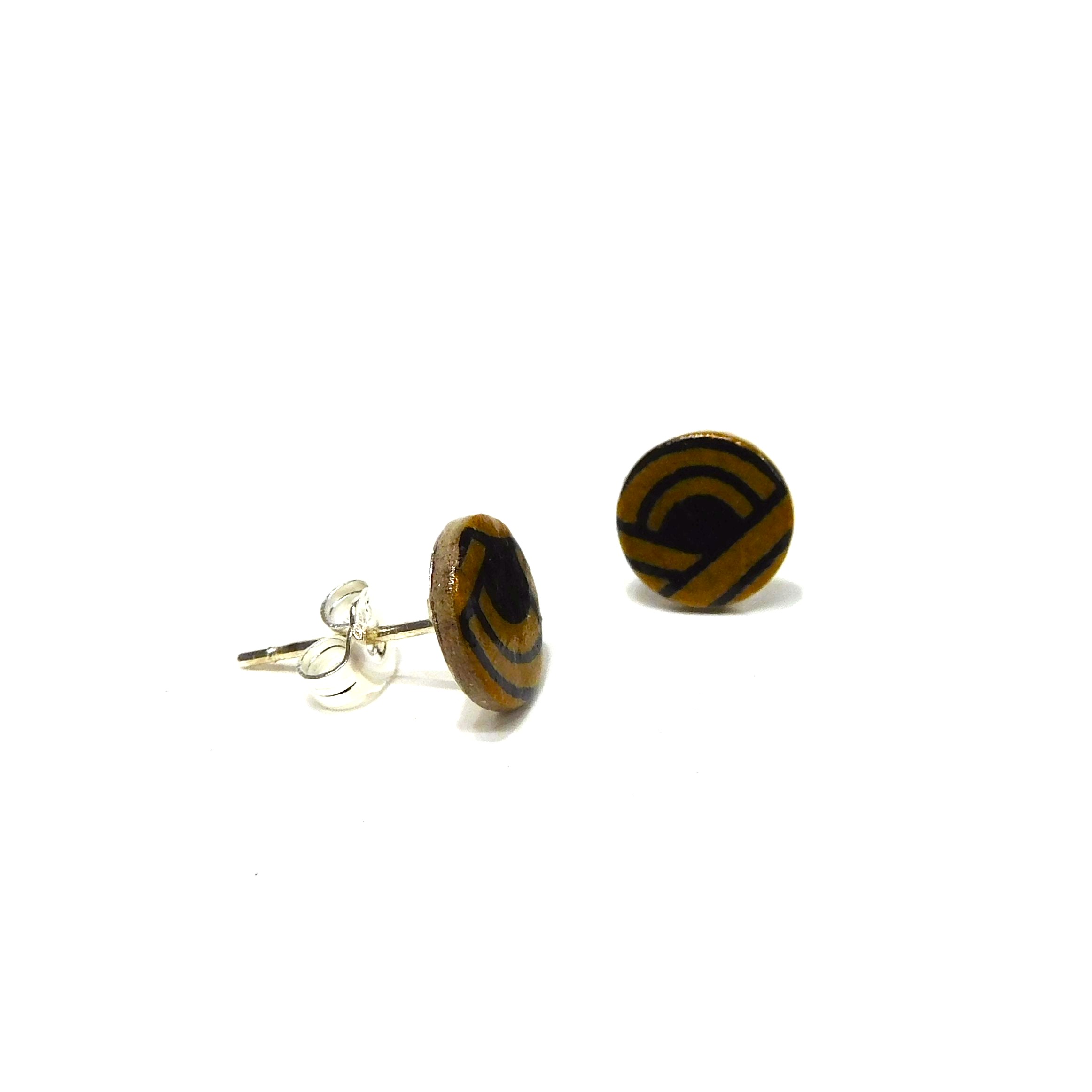 Boucles d'oreille en carton - Puces d'oreille - Marron Nœuds - Argent 925 – Image 3