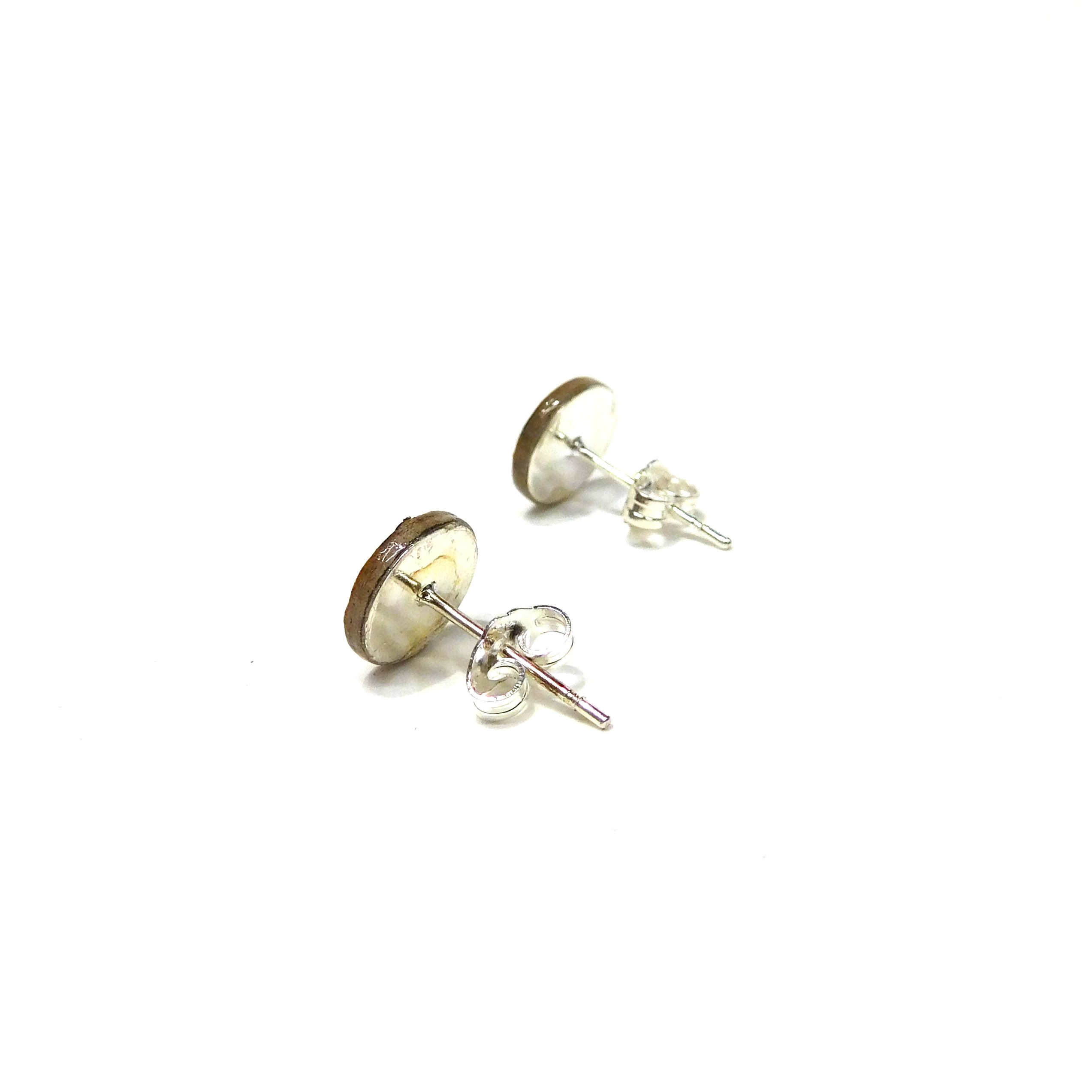 Boucles d'oreille en carton - Puces d'oreille - Marron Nœuds - Argent 925 – Image 2