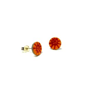 Boucles d'oreille en carton - Puces d'oreille - Fleurs Orange - Argent 925 – Image 3