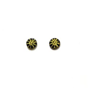 Boucles d'oreille en carton - Puces d'oreille - Or Fleurs/Noir - Argent 925 – Image 1