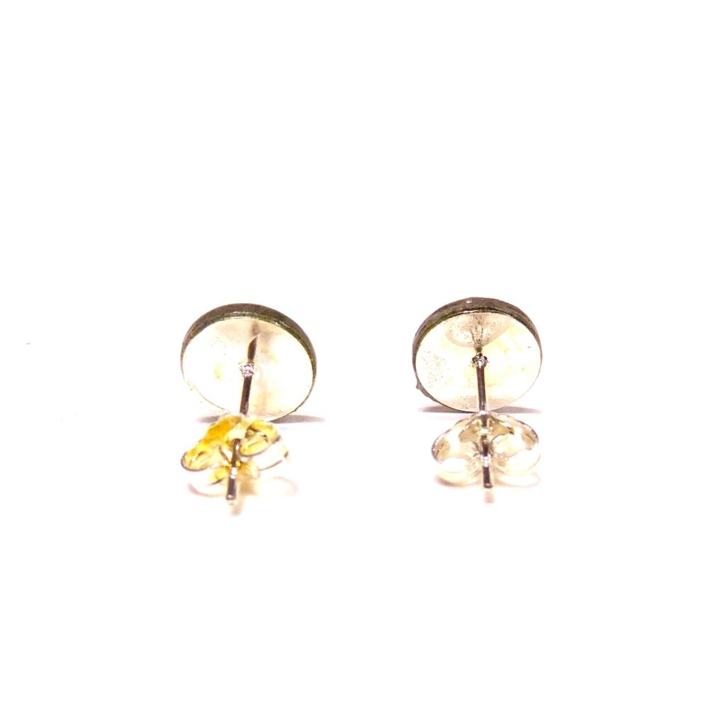 Boucles d'oreille en carton - Puces d'oreille - Or Fleurs/Noir - Argent 925
