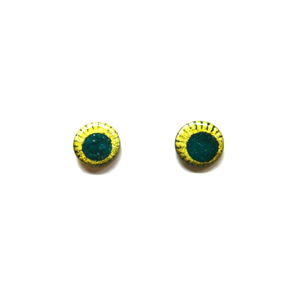 Boucles d'oreille en carton - Puces d'oreille - Or Vert - Argent 925
