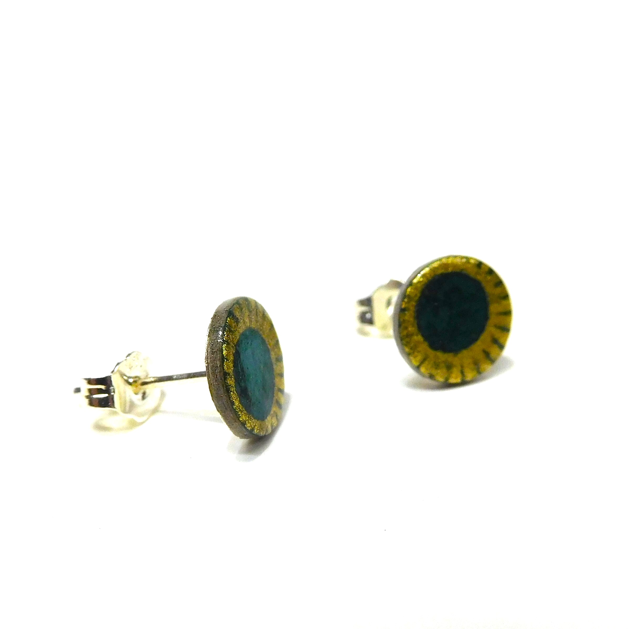 Boucles d'oreille en carton - Puces d'oreille - Or Vert - Argent 925 – Image 2