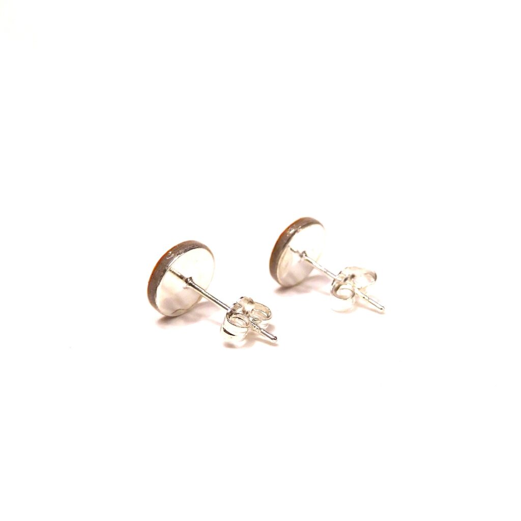 Boucles d'oreille en carton - Puces d'oreille - Soleil Orange - Argent 925