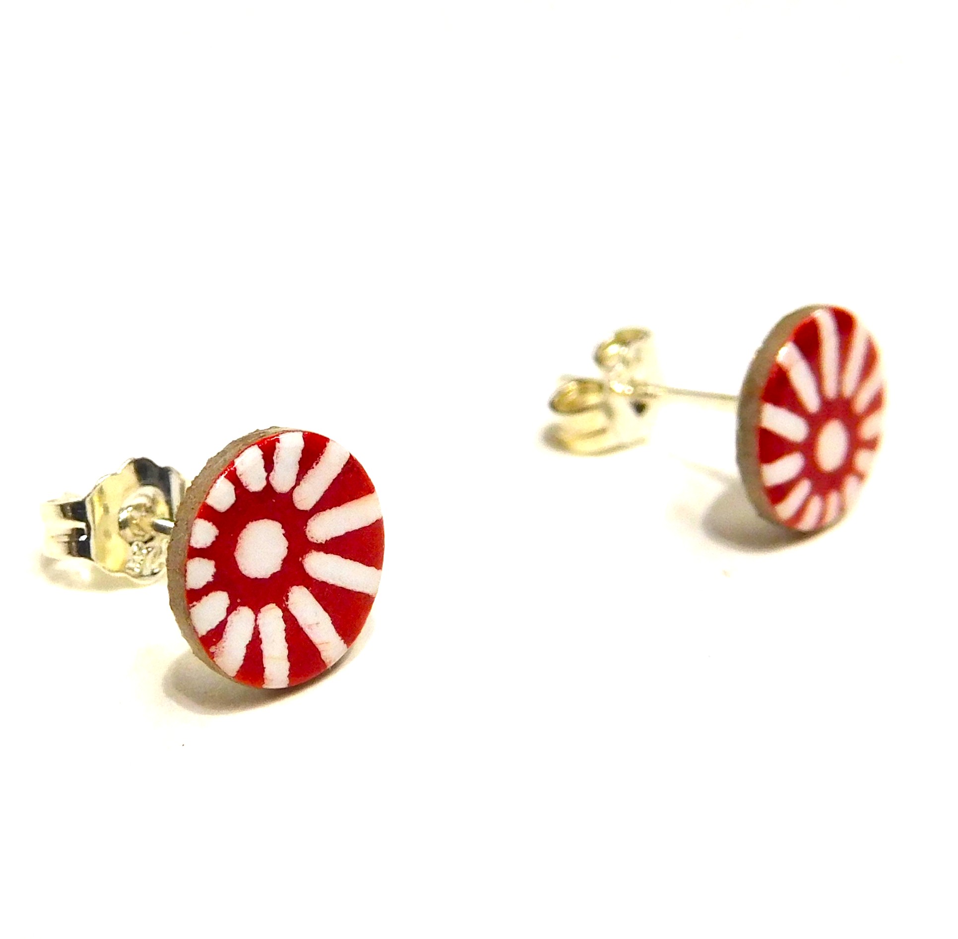 Boucles d'oreille en carton - Puces d'oreille - Rouge étoile - Argent 925 – Image 3