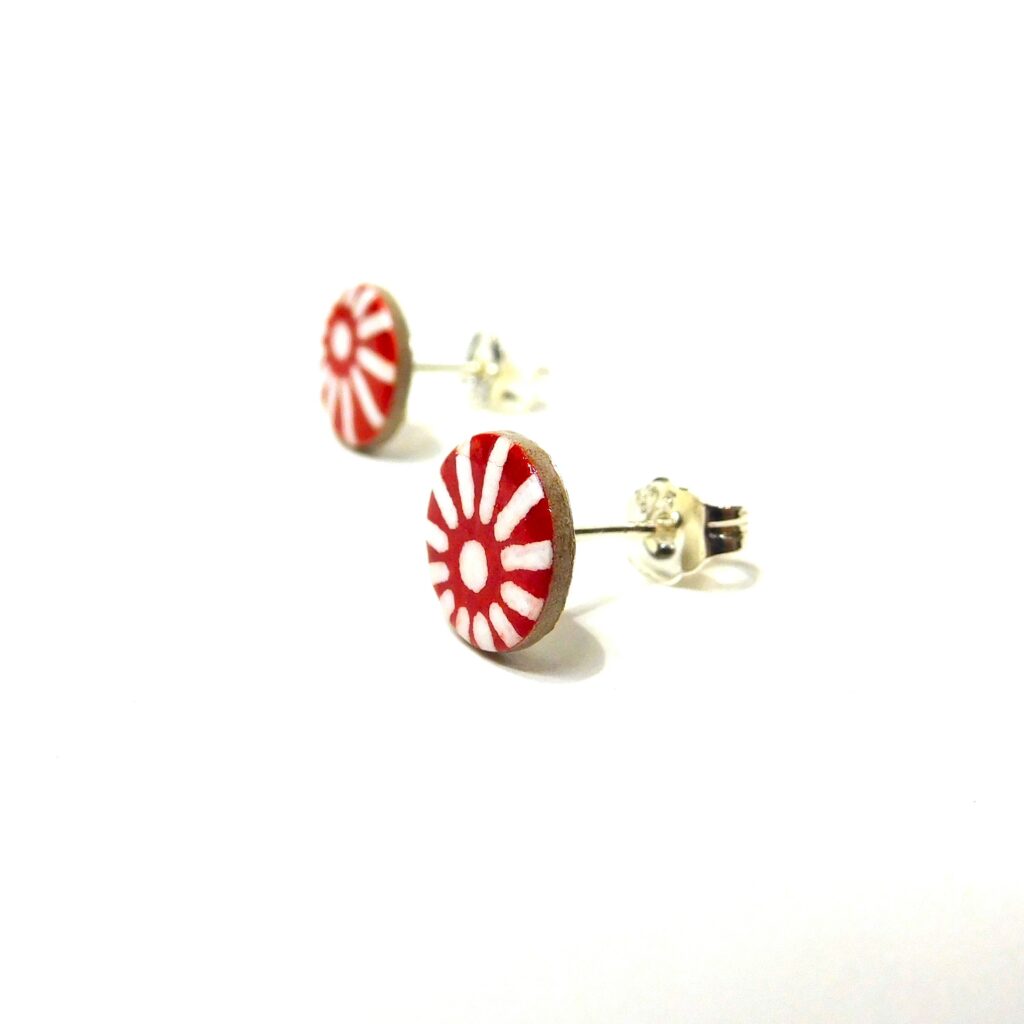 Boucles d'oreille en carton - Puces d'oreille - Rouge étoile - Argent 925