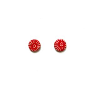 Boucles d'oreille en carton - Puces d'oreille - Soleil Rouge - Argent 925 – Image 1