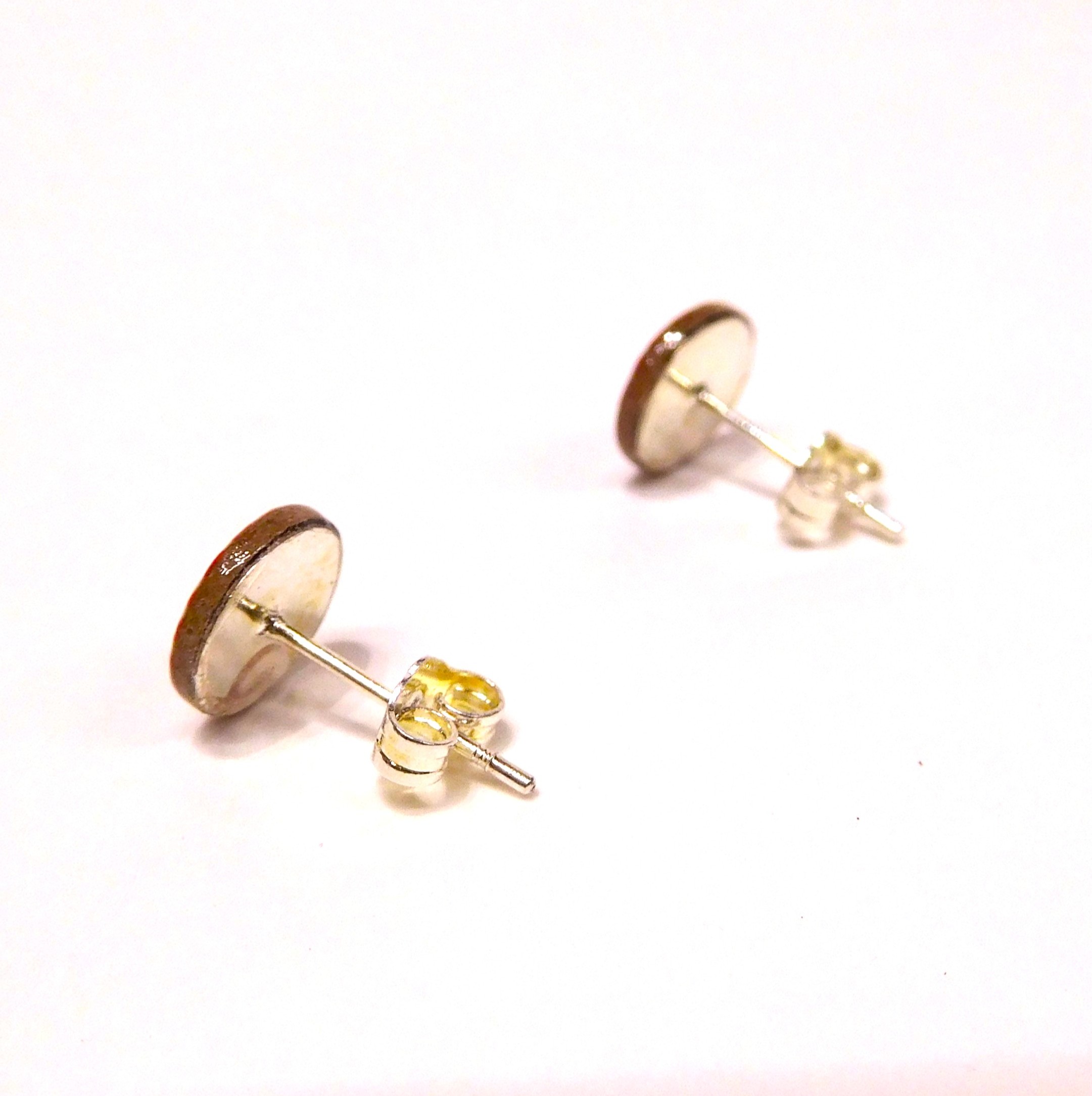 Boucles d'oreille en carton - Puces d'oreille - Soleil Rouge - Argent 925 – Image 3