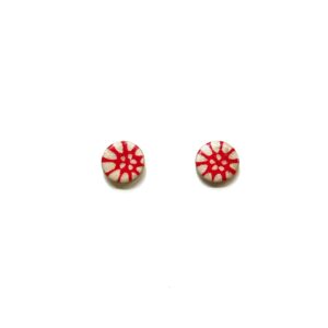 Boucles d'oreille en carton - Puces d'oreille - Fleurs Rouges - Argent 925 – Image 1