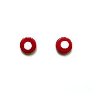 Boucles d'oreille en carton - Puces d'oreille - Rouge à pois blanc - Argent 925 – Image 1