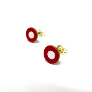 Boucles d'oreille en carton - Puces d'oreille - Rouge à pois blanc - Argent 925 – Image 2