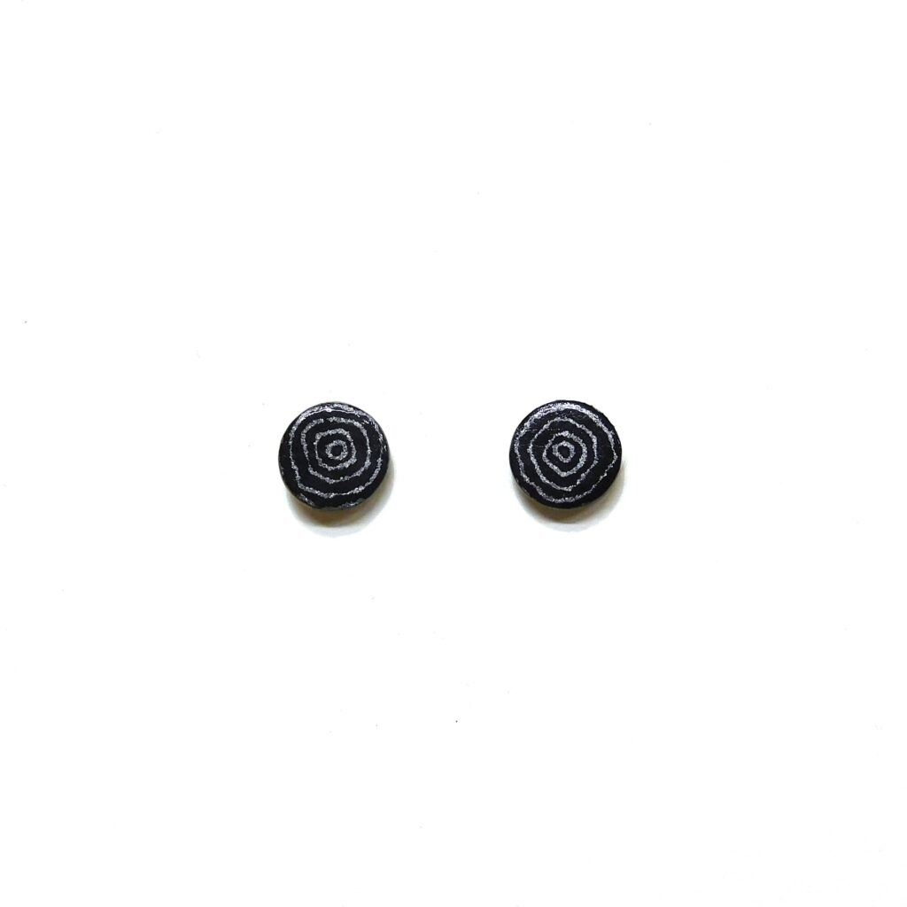 Boucles d'oreille en carton - Puces d'oreille - Rondogris métalisé - Argent 925