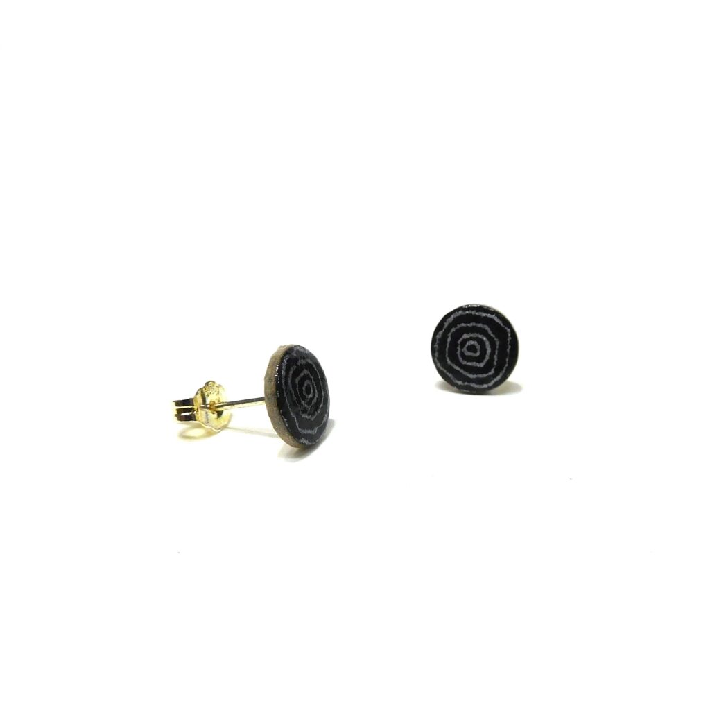 Boucles d'oreille en carton - Puces d'oreille - Rondogris métalisé - Argent 925