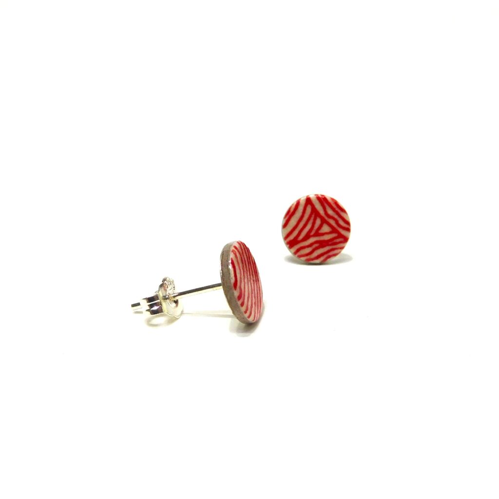 Boucles d'oreille en carton - Puces d'oreille - Rondorouge - Argent 925