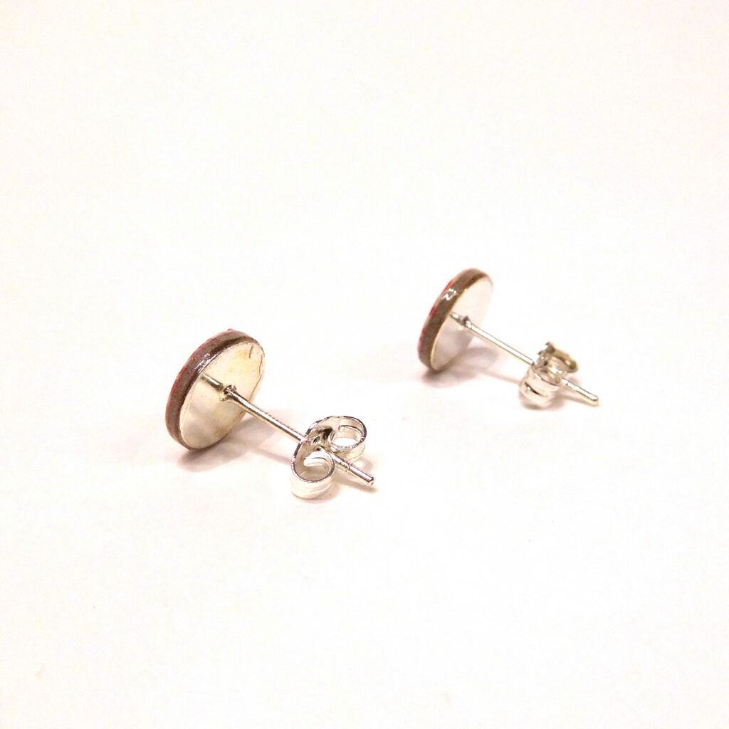 Boucles d'oreille en carton - Puces d'oreille - Rondorouge - Argent 925