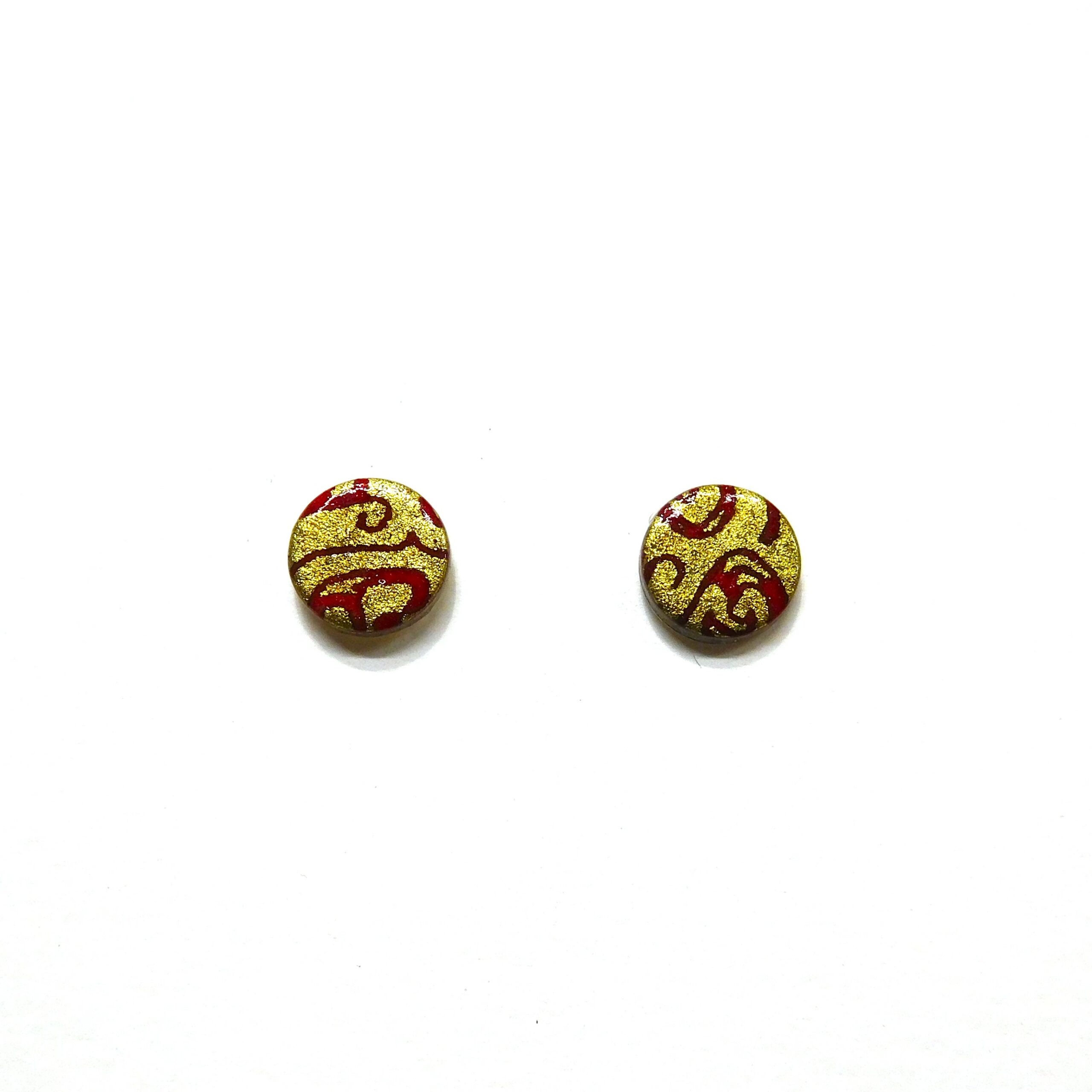 Boucles d'oreille en carton - Puces d'oreille - Or Rouge Baroque - Argent 925 – Image 1