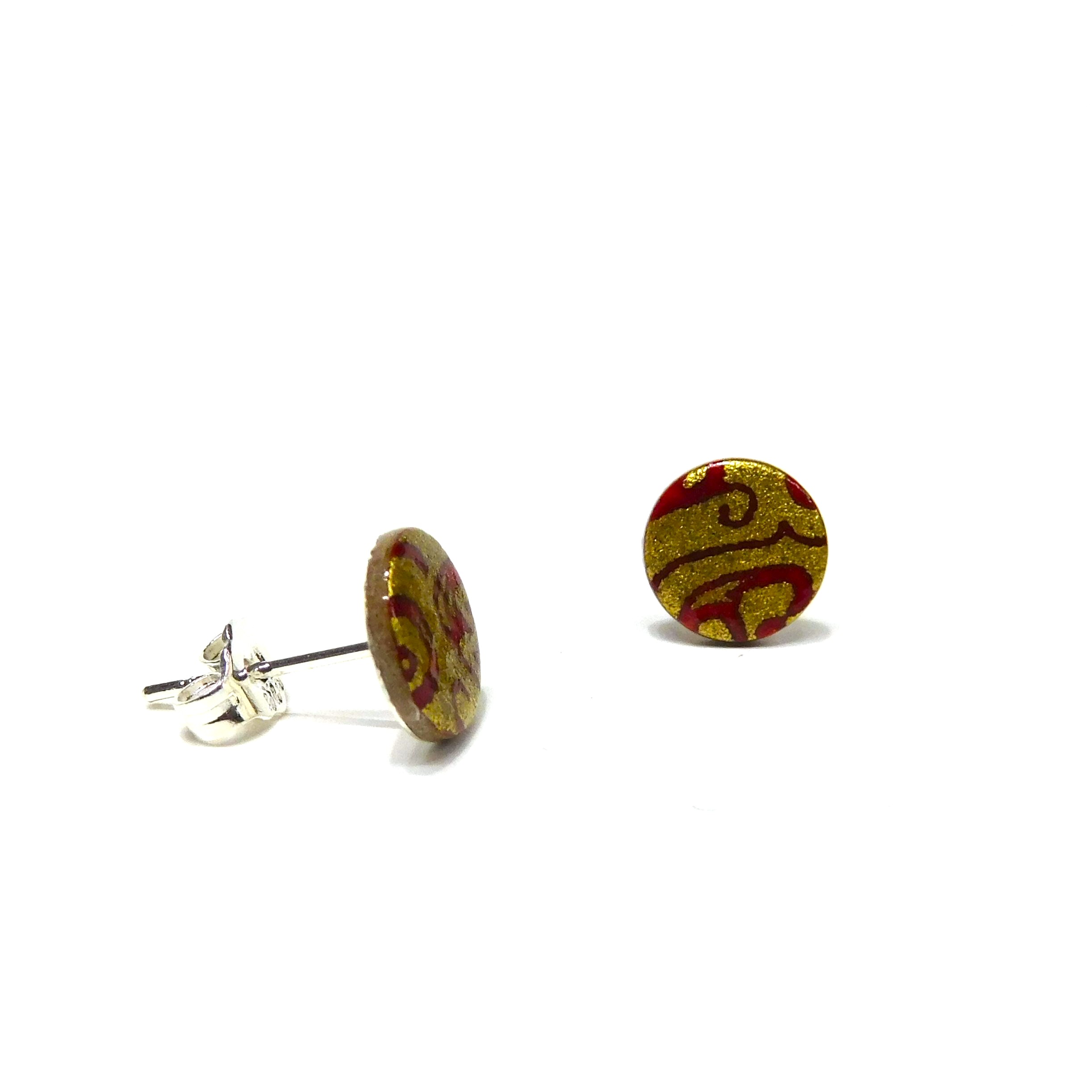 Boucles d'oreille en carton - Puces d'oreille - Or Rouge Baroque - Argent 925 – Image 2