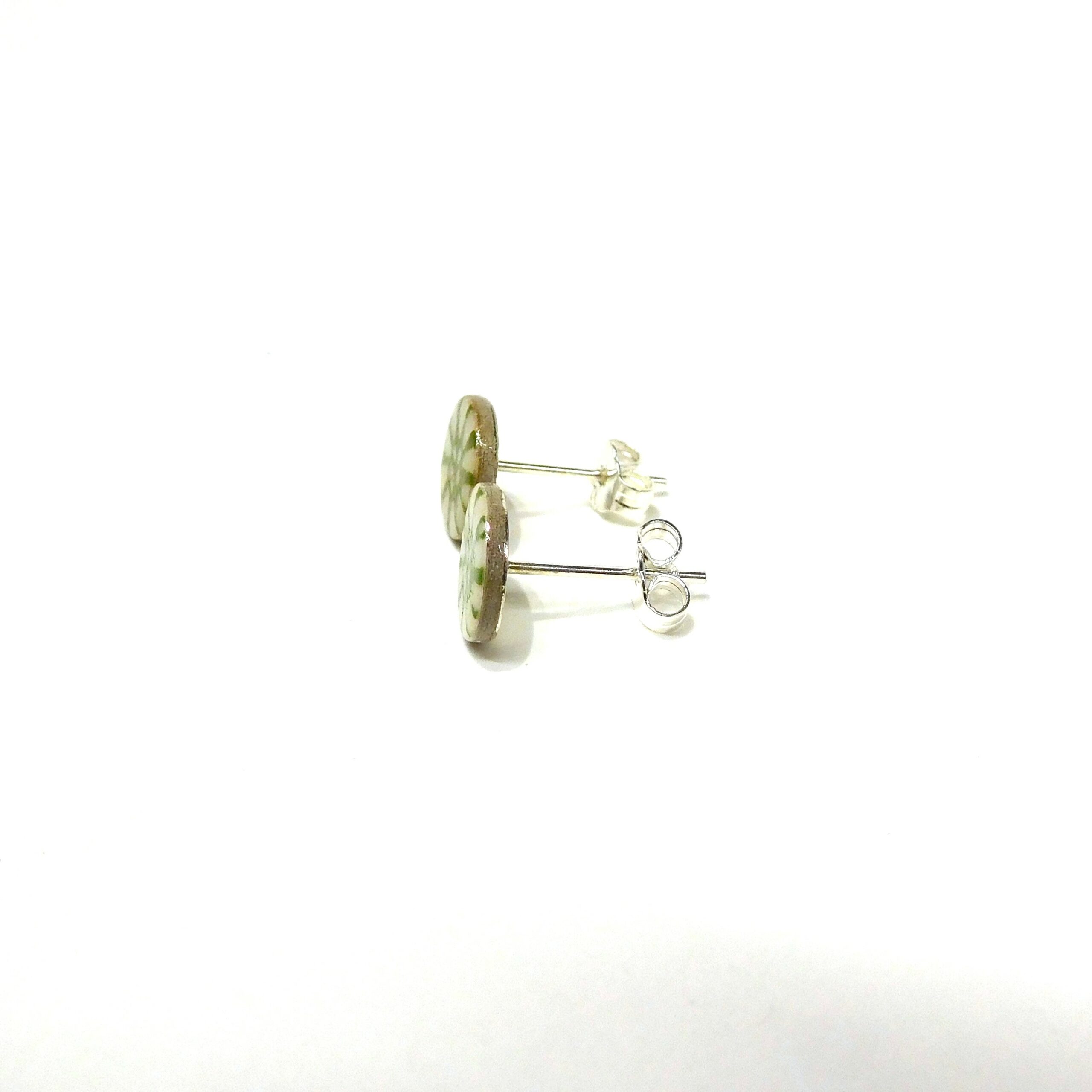 Boucles d'oreille en carton - Puces d'oreille - Fleurs vertes - Argent 925 – Image 3