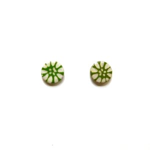 Boucles d'oreille en carton - Puces d'oreille - Fleurs vertes - Argent 925 – Image 1