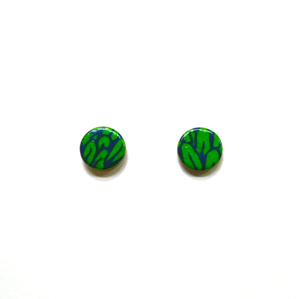 Boucles d'oreille en carton - Puces d'oreille - Vert Feuilles - Argent 925