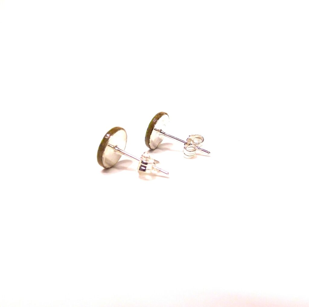 Boucles d'oreille en carton - Puces d'oreille - Vert Feuilles - Argent 925