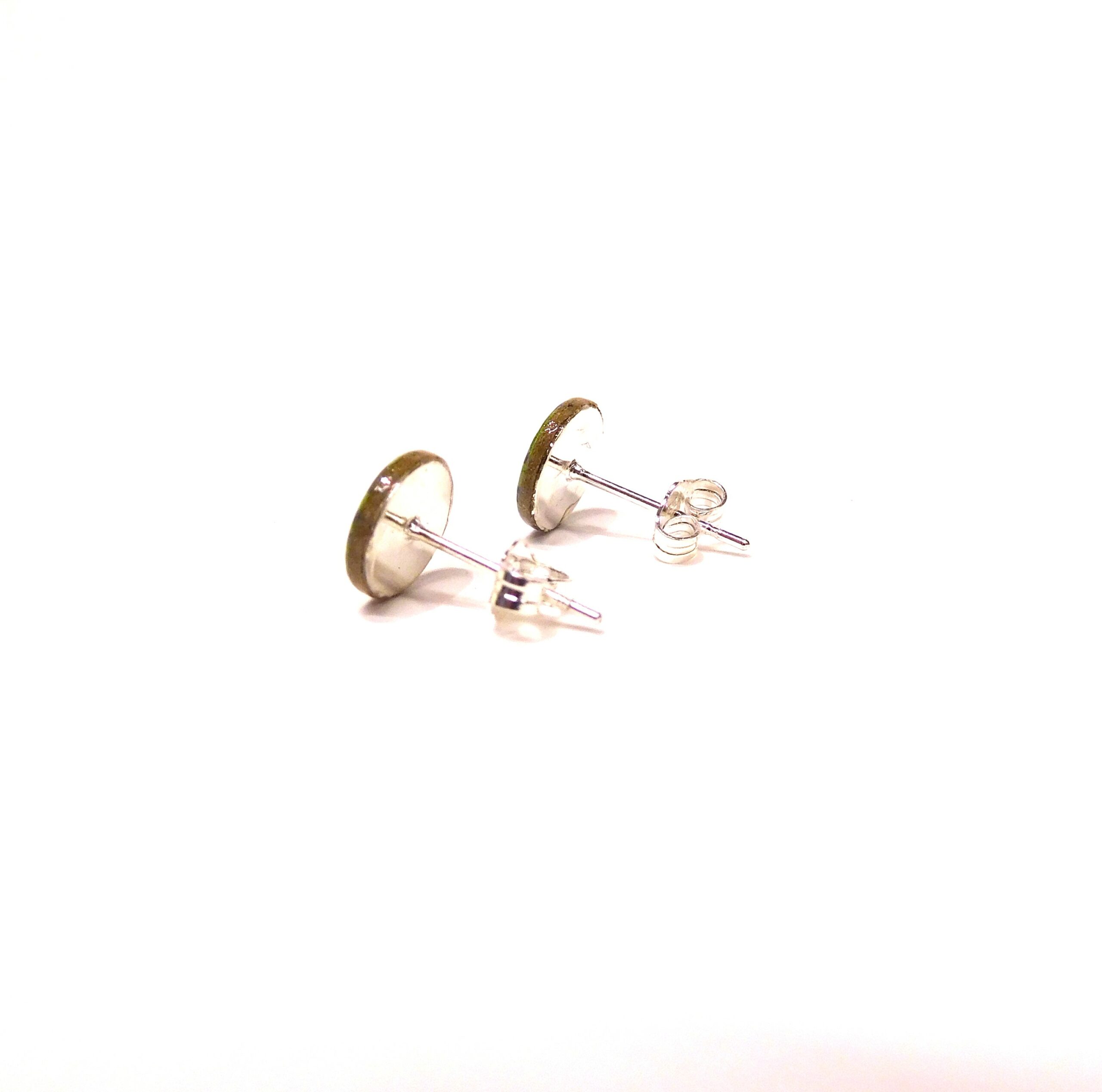 Boucles d'oreille en carton - Puces d'oreille - Vert Feuilles - Argent 925 – Image 3