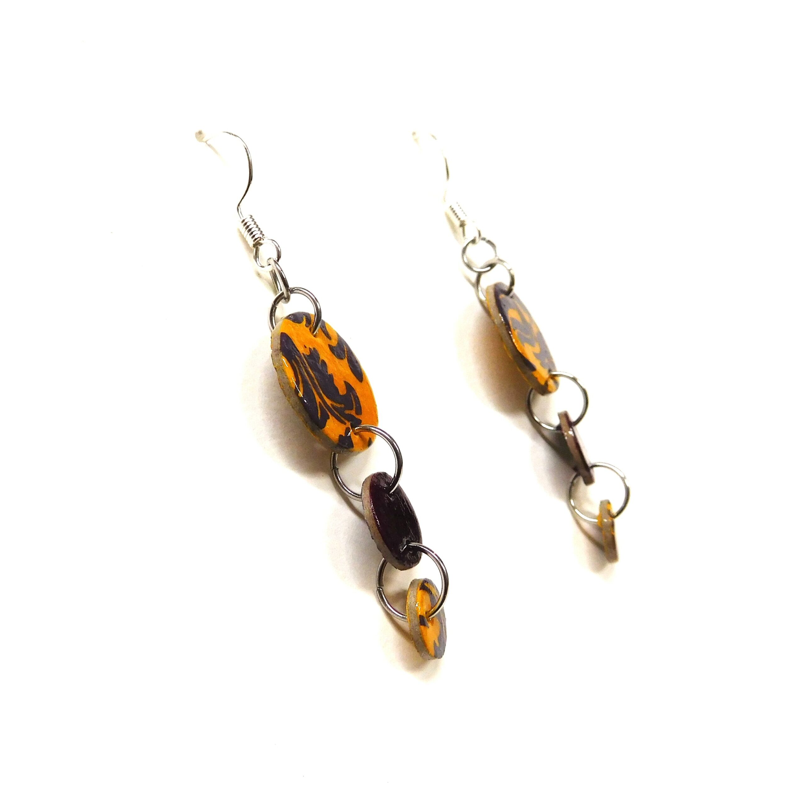 Boucles d'oreille en carton - Grappe - Jaune Bordeaux Baroque - Argent 925 – Image 4
