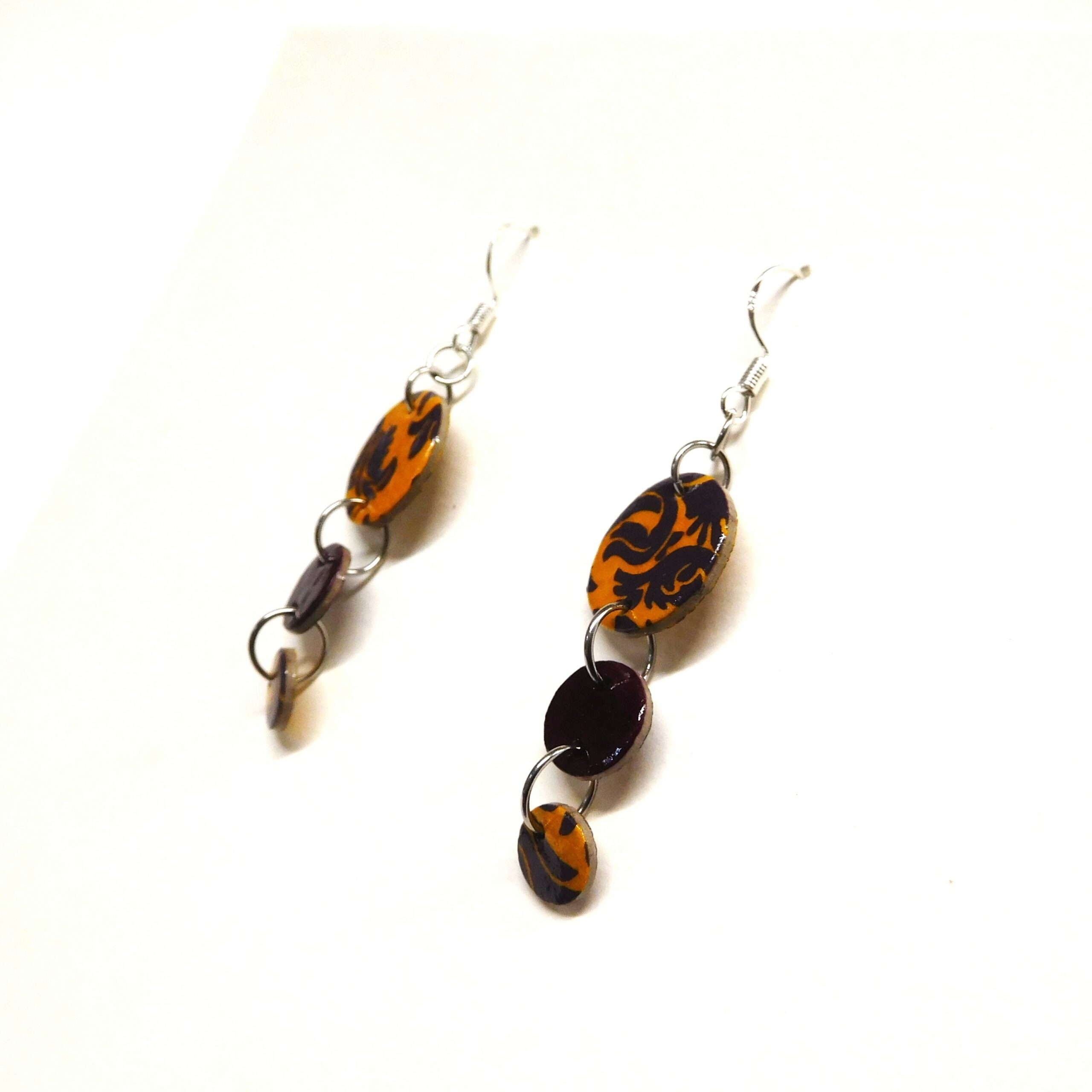 Boucles d'oreille en carton - Grappe - Jaune Bordeaux Baroque - Argent 925 – Image 3