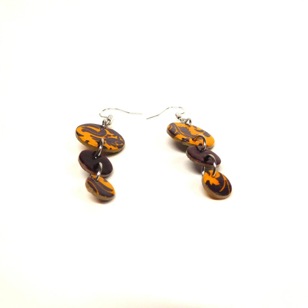 Boucles d'oreille en carton - Grappe - Jaune Bordeaux Baroque - Argent 925