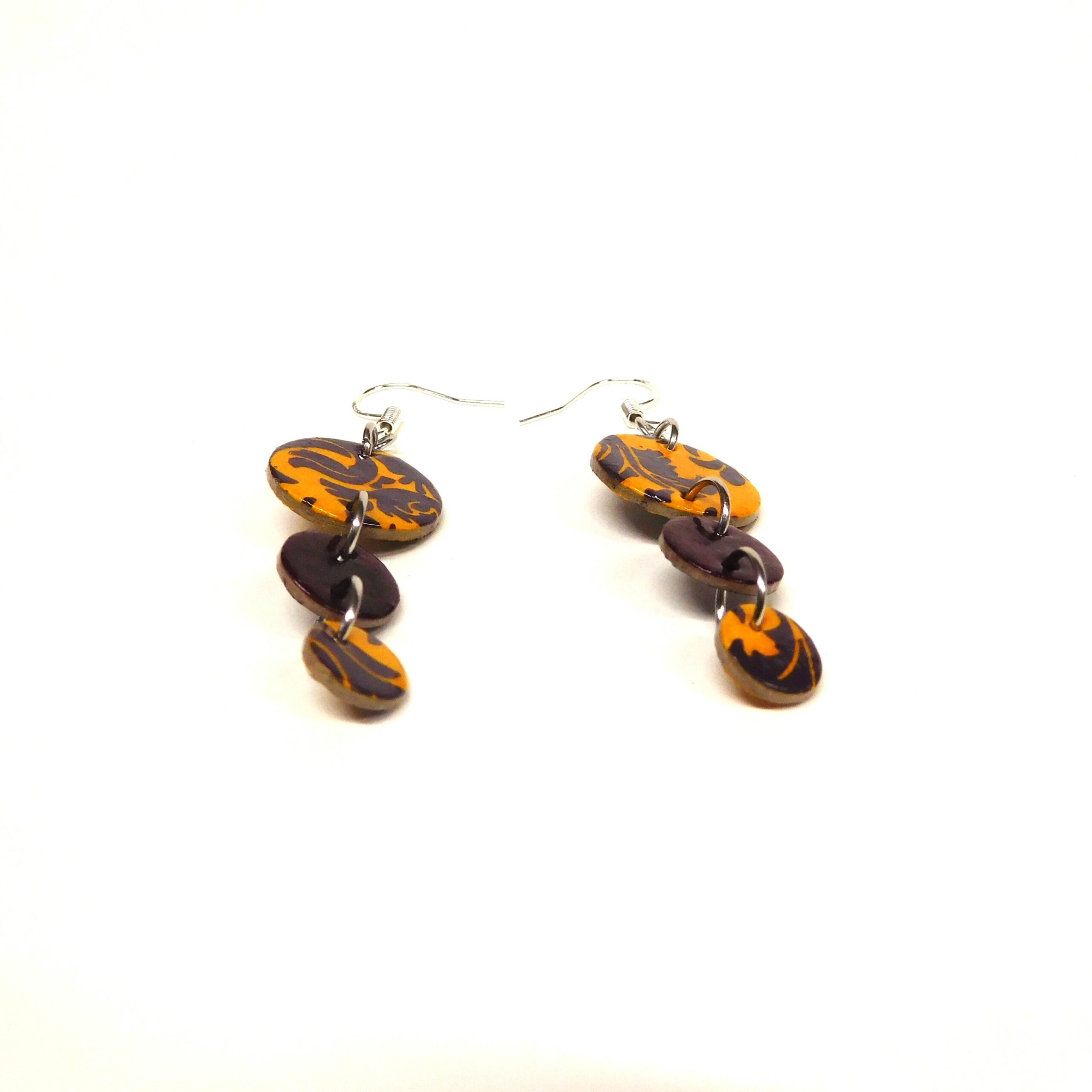 Boucles d'oreille en carton - Grappe - Jaune Bordeaux Baroque - Argent 925 – Image 2