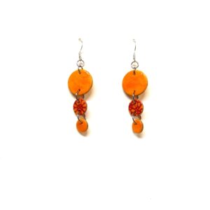 Boucles d'oreille en carton - Grappe - Jaune Ocre/Fleurs Orange - Argent 925 – Image 1